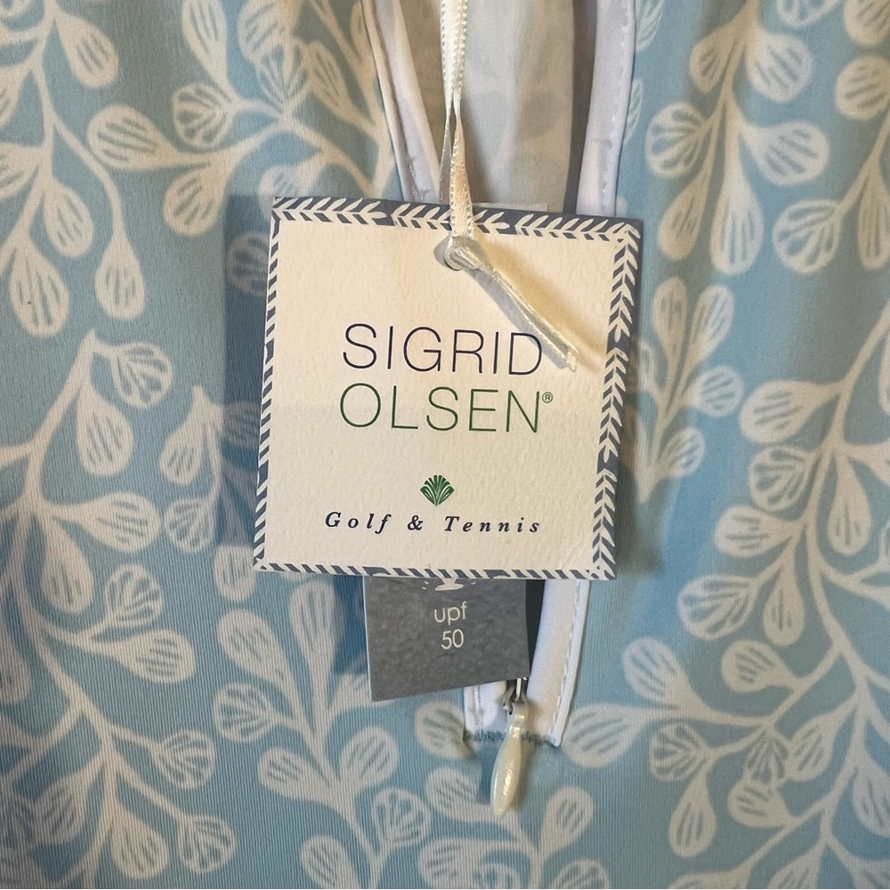 NWT Sigrid Olsen Golf & Tennis Blue & White Pleated Athletic Dress Size L - Picture 4 of 6